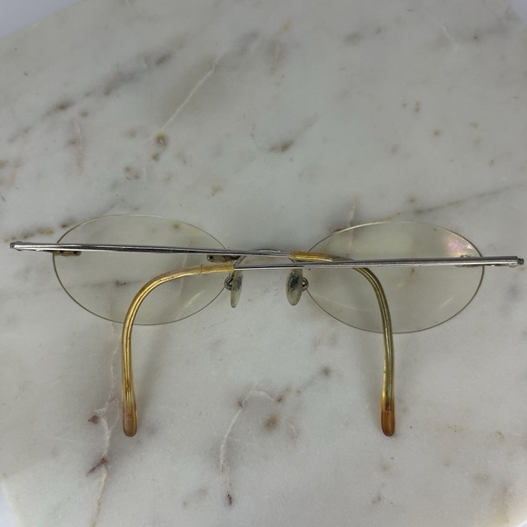 Vintage Rimless Eyeglasses Oval Retro Professor Grandma Light Academia Gold Tone - Picture 2 of 9